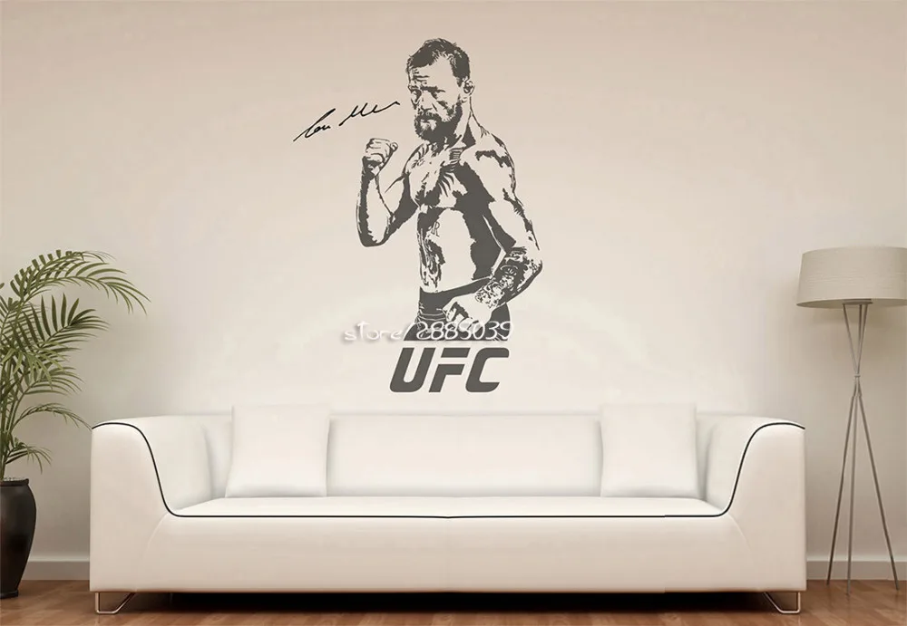 Конор Макгрегор Винил стены Стикеры s UFC борьба силуэт стены Стикеры Home Design Съемный Наклейка на стену для мальчиков номеров SA099