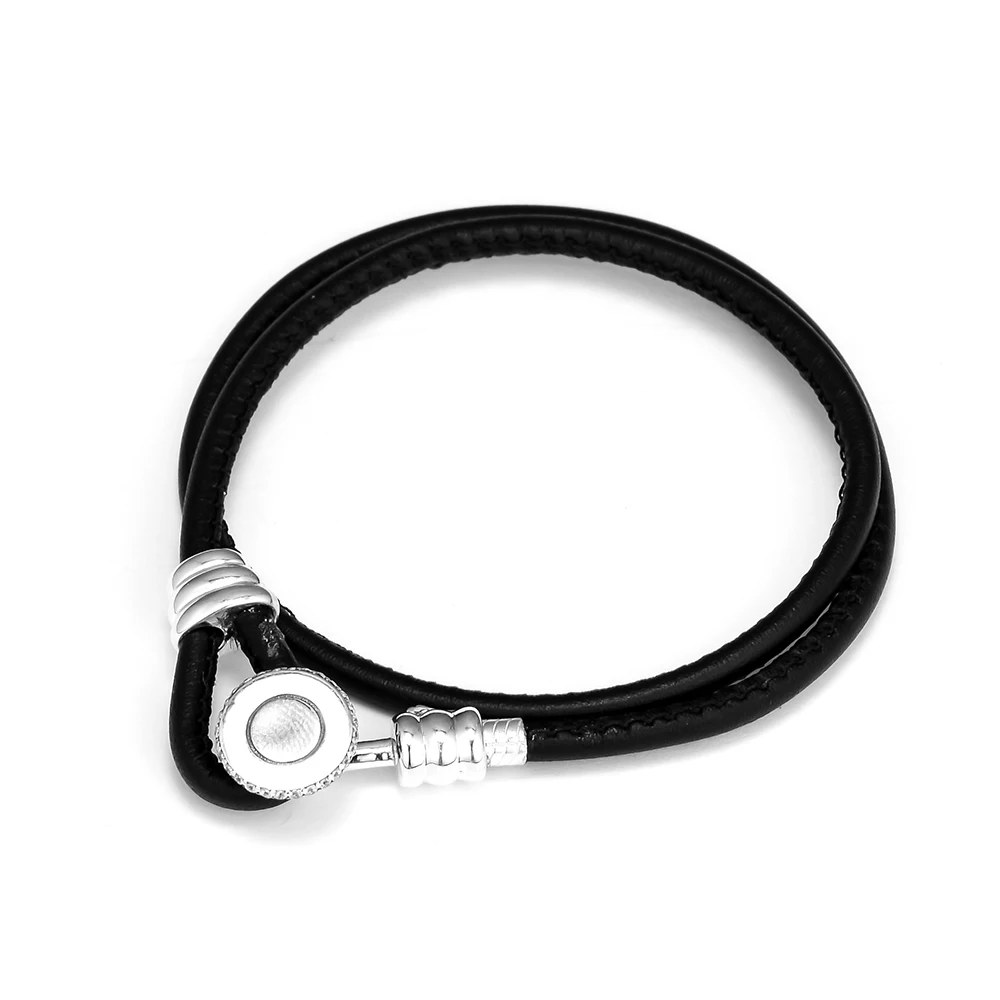 

Pandulaso Moments Double Leather Braceles For Women Fit Original Beads For Jewelry Making European DIY fashion Bracelet