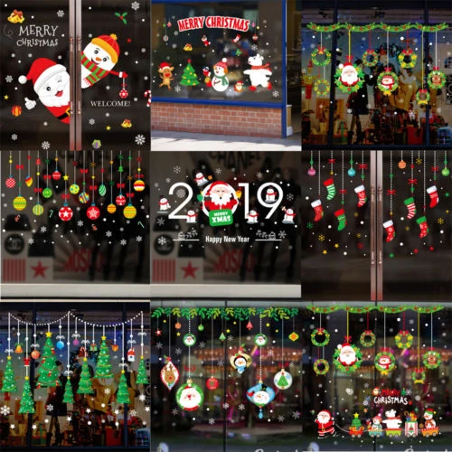 Christmas Xmas Santa Removable Window Stickers Art Decals Wall Home Shop Decors Christmas Xmas Santa Removable Window Stickers Art Decals Wall Home Shop Decors