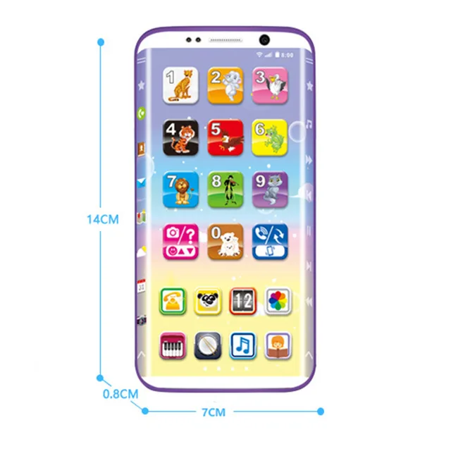 Kids Fake Smart Phone Toys WIth LED Educational English Music Simulation Learning USB Port Touching Screen for Child Baby Chrism 5