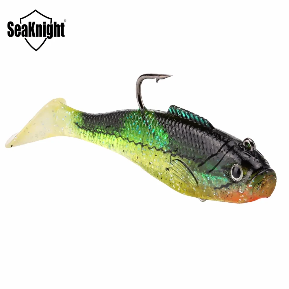 

SeaKnight Soft Lure SL005 Soft Bait 16g 90mm 3.5in 4Pcs with Hooks Lead Head Soft Lure 3D Eyes Fish for Lake River Fishing Lure