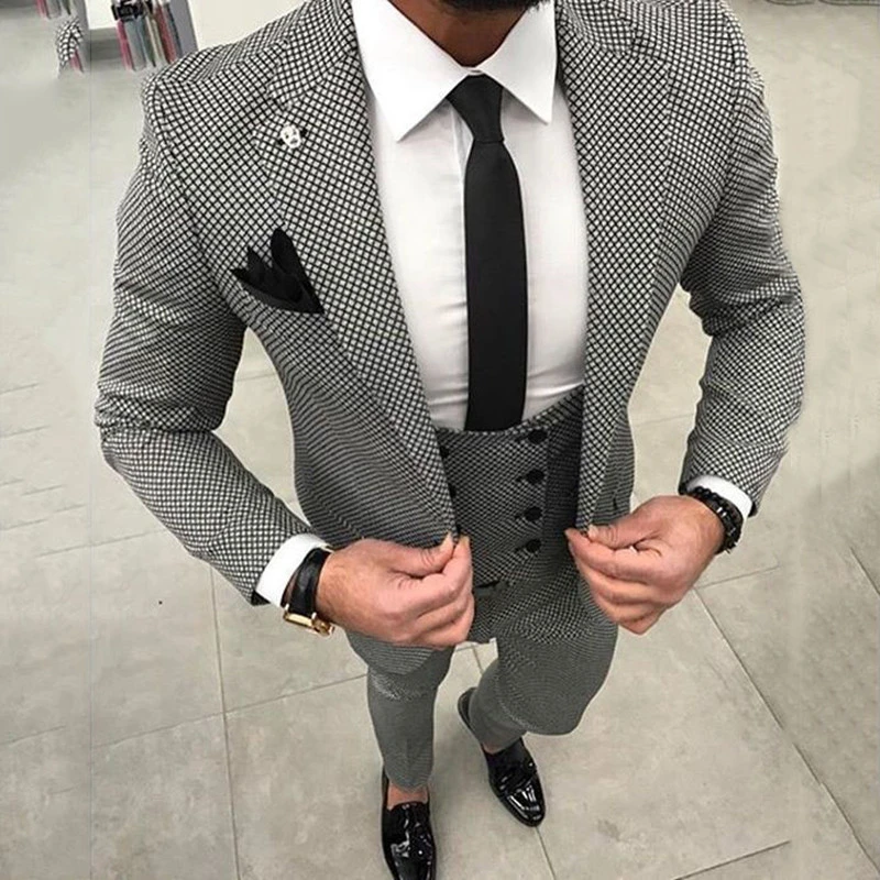 Nuevos de diseño blanco y negro para hombre 2018, trajes de calle de corte trajes de boda de 3 piezas para hombre, traje para hombre, boda|Trajes| - AliExpress