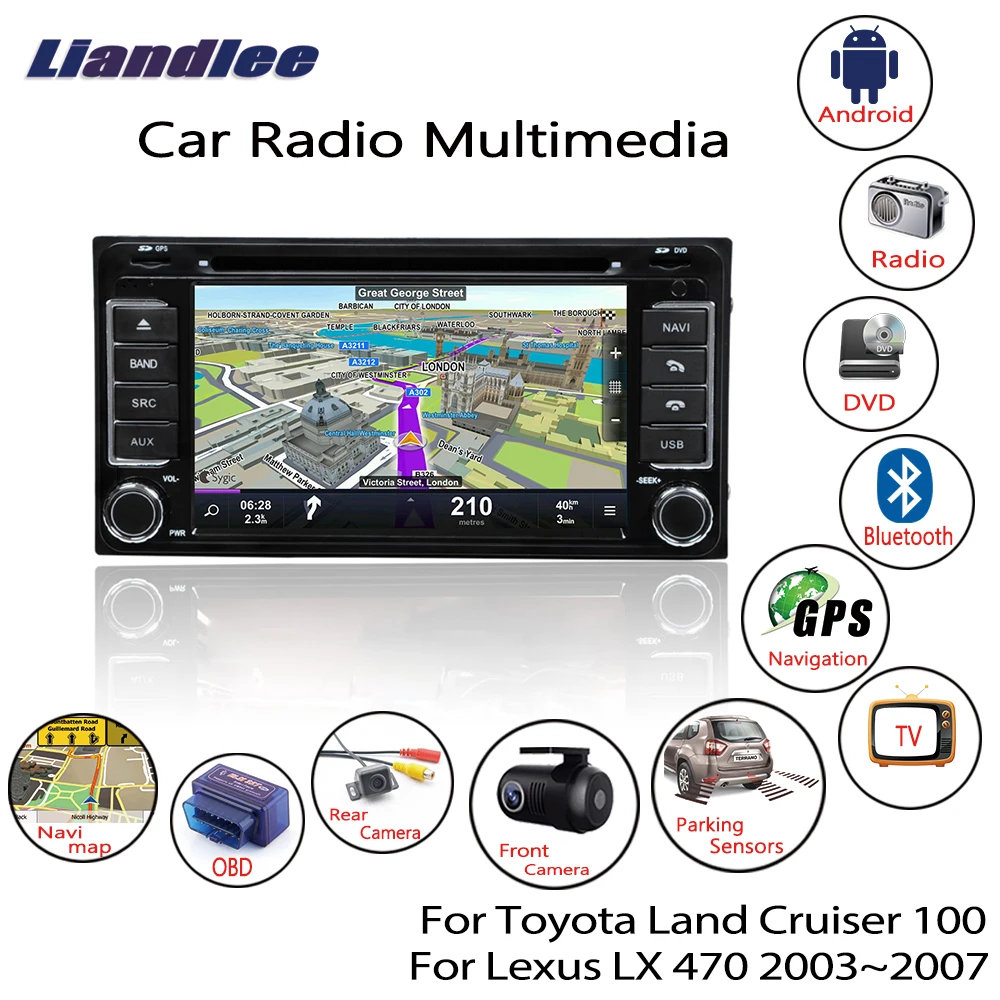 Liandlee для Toyota Land Cruiser 100/для Lexus LX 470 Android автомобильный Радио CD DVD плеер gps Navi навигации карты камера OBD ТВ