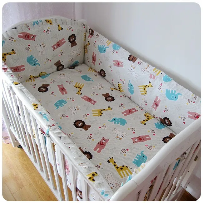 Discount! 6pcs bedding sets cartoon pattern baby cot bedlinen include (bumper+sheet+pillowcase) | Мать и ребенок