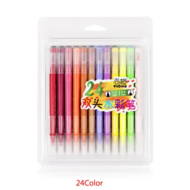 MIRUI, 100 цветов, FineLiner, рисование акварелью, художественные маркеры, ручки с двойным наконечником, кисточка, школьные принадлежности - Цвет: 24-04371