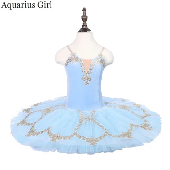 

Sky Blue Ballet Tutu Classical Ballet Competition Pancake Tutus CT18080 7 Layers Hard Tulles With Shorts Sleep Beauty Costumes