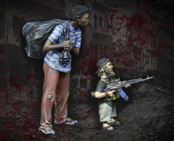 

1:35 Scale fantasy scavengers and dwarf 2 People Miniatures Unpainted Resin Model Kit Figure Free Shipping