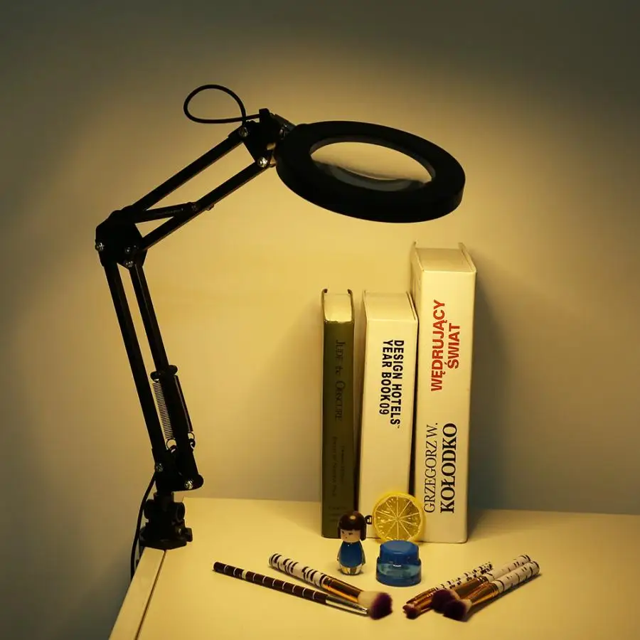 5X USB увеличительное стекло со светодиодный светильник Гибкий Настольный зажим для третьей руки пайка/чтение/Ювелирные изделия Лупа настольная лампа лупа