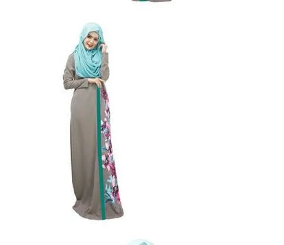 10 шт./лот Federal Express быстро женские принт мусульманское платье весна-осень Длинные рукава с О-образным вырезом шифоновое длинное платье-абайя