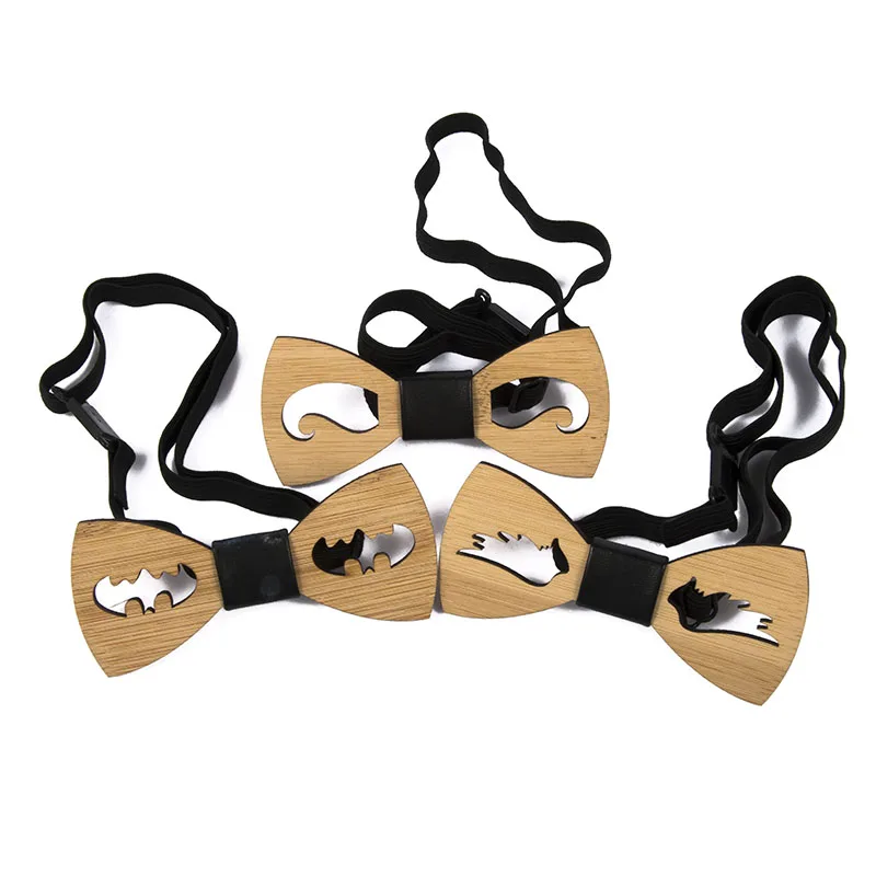 

Men Solid Color Wooden Hollow Bat Wings Moustache Shirt Bow Tie Wedding Marriage Bow Ties Men Accessories
