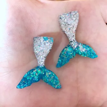 

DIY 4pcs Resin Mermaid Tail Flatback Rhinestone Child Manual Works DIY Scrapbook R392