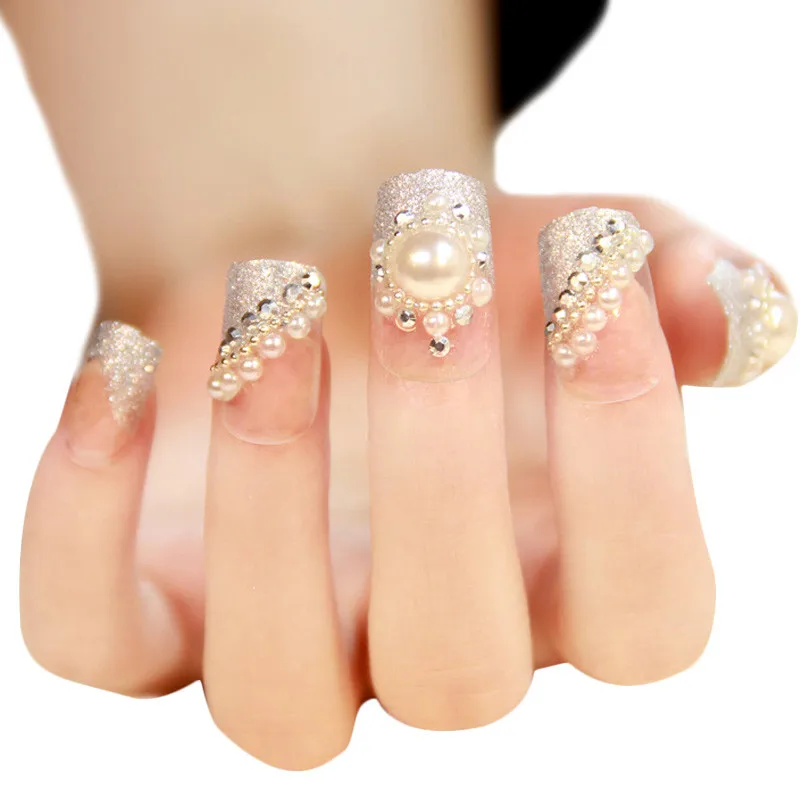 

Bride Manicure Set Series Pearl Nail Patch 1 Box 24 Tablets Nail Paste F814