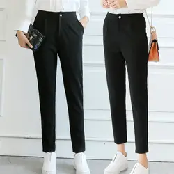 Корейский стиль зимние утолщенные женские брюки однотонные тонкие узкие брюки модные Универсальные Длинные брюки женская одежда Большие