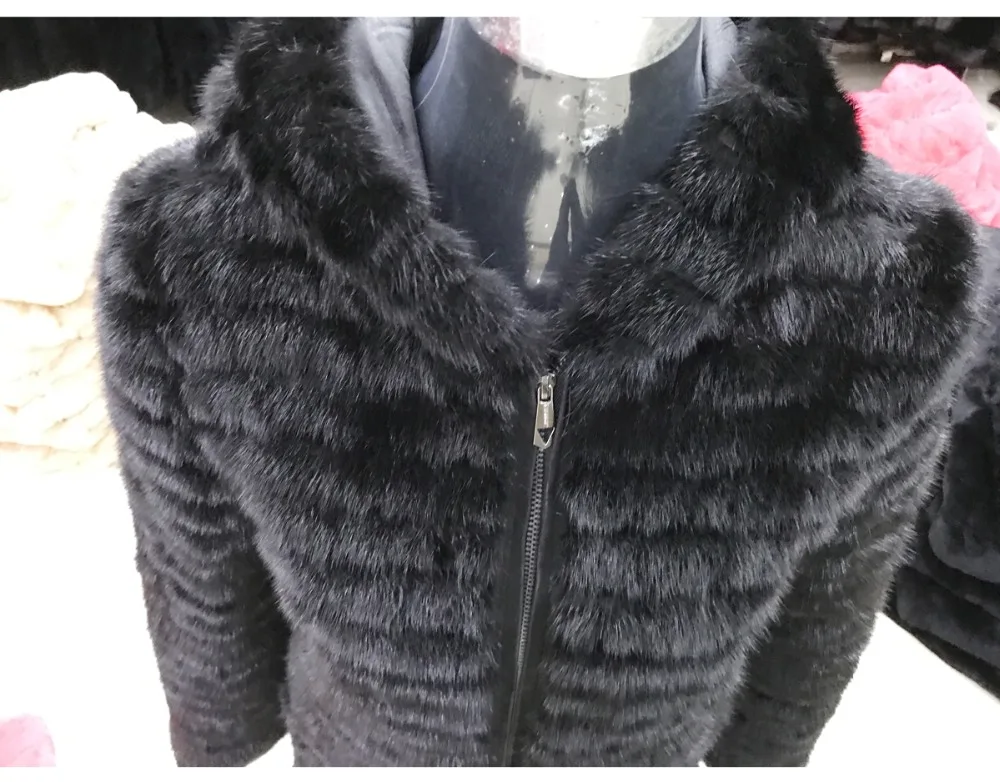 Top real mink fur coat 2019 genuine mink fur hooded coat women winter real mink fur overcoat lady 100% natural real mink fur jacket 6