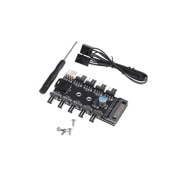 

SATA Port to 10 Way 12V 3/4Pin Cooling Fan Splitter Hub PWM Controller power cable cord for 3pin 4pin fan system