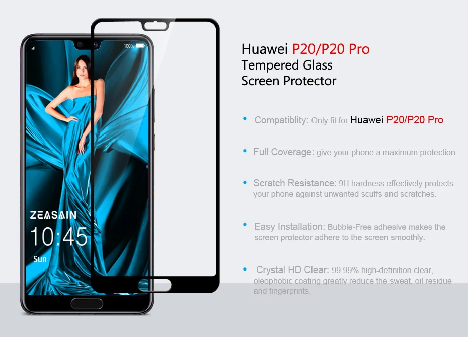 ZEASAIN 9H полное покрытие закаленное стекло для huawei P20 huawei P 20 Pro защита экрана 2.5D закаленное защитное стекло пленка