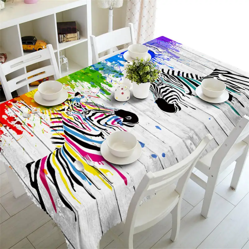 

Black-and-white zebra Tablecloth rectangular Waterproof 3D Table cloth wedding Round table cover Customized size Pillowcase