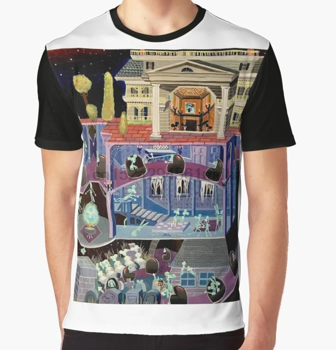 

All Over Print T-Shirt Men Funy tshirt Haunted mansion inspired Short Sleeve O-Neck Graphic Tops Tee women t shirt