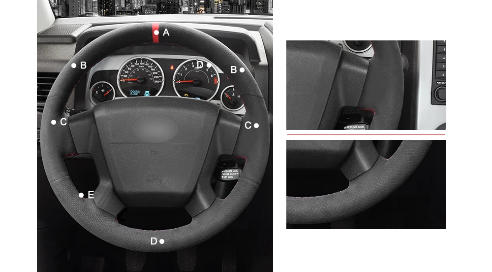 DIY Sewing Steering Wheel Cover For Jeep Compass 2006-2010 Old Patriot 2007-2010