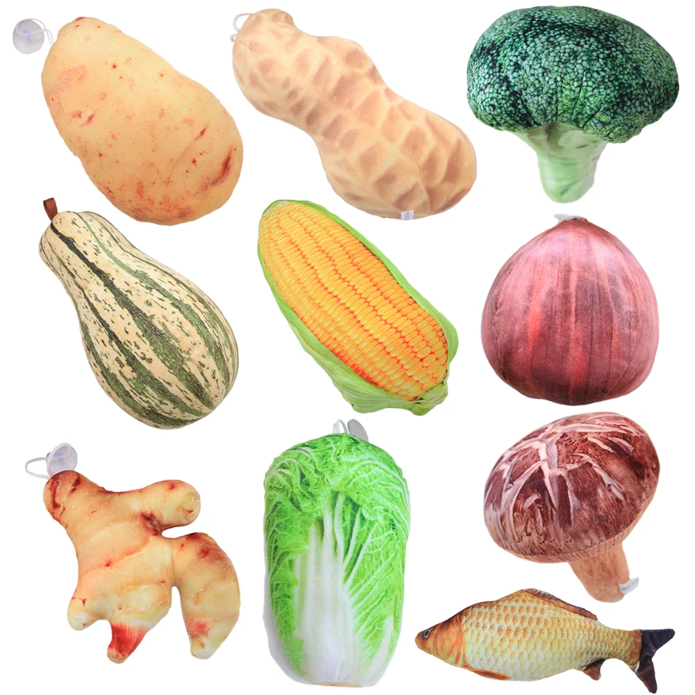 

10 Styles Kawaii Simulation Vegetables Plush Pendant Toys Staffed Cute Fish Plants Doll Cute Bag Pendant Creative Gift for Girls