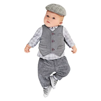 

Gentleman Baby Boy Clothes Plaid Shirts + Pants + Waistcoat 3pcs Party Wedding Boys Clothing Sets Spring Autumn Baby Outfit