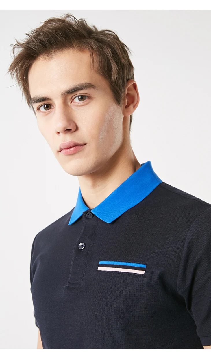 Мужская летняя рубашка из хлопка с контрастным отложным воротником и короткими рукавами | 419106506