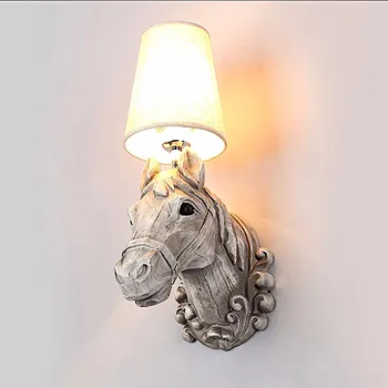 

New Resin Art Wall Lamp Led Lamps Retro Horse Head Wall Lamps Living Room Lamps E27 Lustre Light Wall lights Fixtures