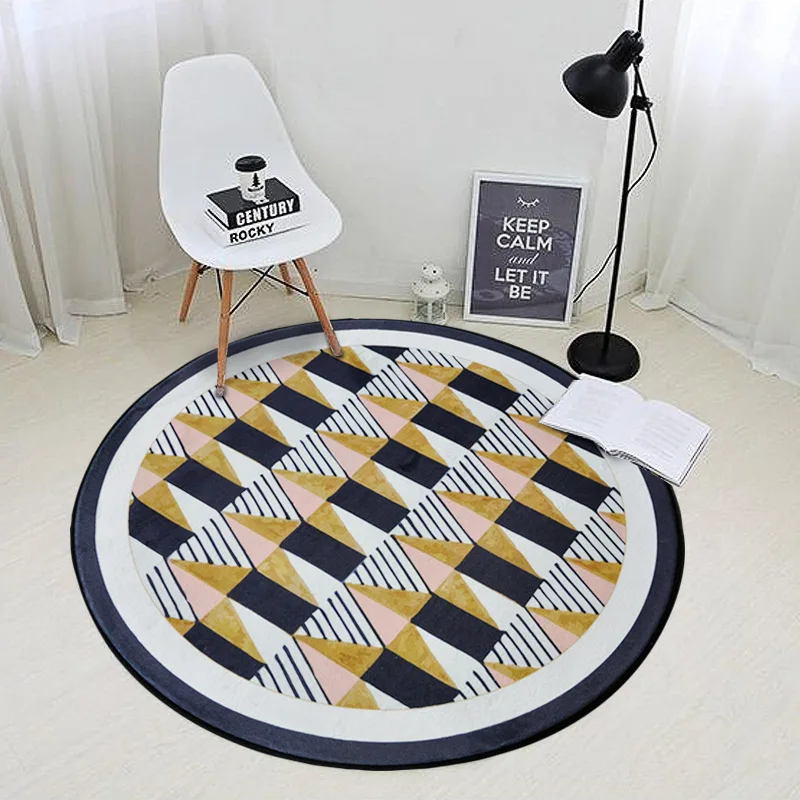 Nordic Style Round Carpet for Living Room Geometric Patterns Area Rug Kids Play Mat Popular Bedroom Floor Mat Computer Chair Rug Nordic Style Round Carpet for Living Room Geometric Patterns Area Rug Kids Play Mat Popular Bedroom Floor Mat Computer Chair Rug