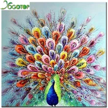 YOGOTOP Заказная алмазная живопись вышивка крестиком полная квадратная картина Стразы "красочный павлин" DIY мозаика вышивка YY301