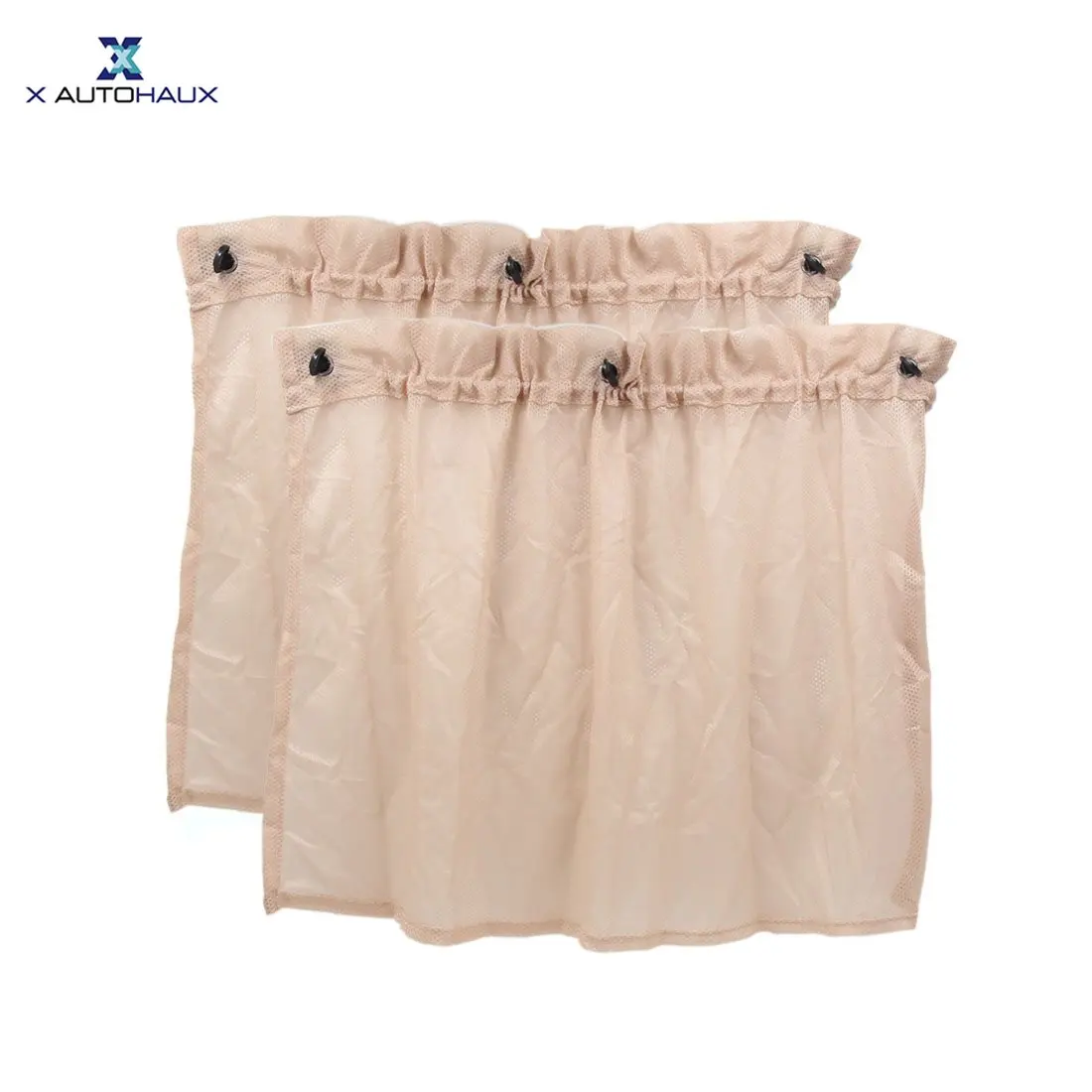

X Autohaux 2Pcs Beige Nylon Mesh Side Window Sunshades Car Side Window Curtain Suction Cup Sun Shade 76 x 46cm