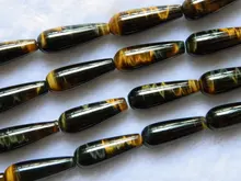 Envío gratis 13 beads/strand color natural suave en forma de lágrima 10*30mm granos del ojo de Tigre-hawk piedra al por mayor