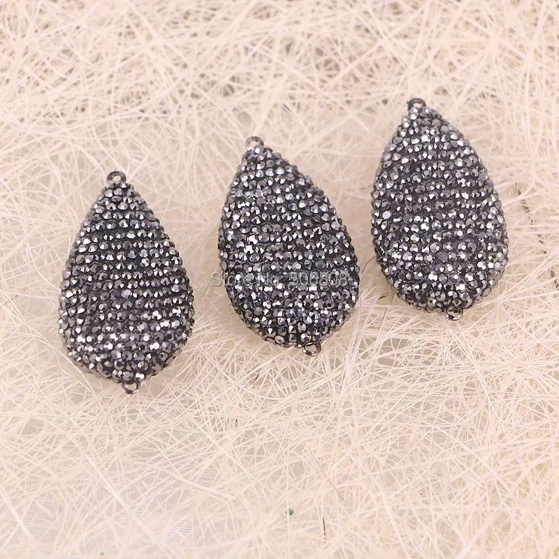 

10PCS ZYZ-C8966 Waterdrop rhinestone stone beads, pave beads, gems stone charm beads, pave crystal zircon stone connectors