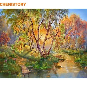 

CHENISTORY Acrylic Picture Diy Digital Oil Painting By Numbers Landscape Modern Home Wall Art Decor For Living Room Decoration