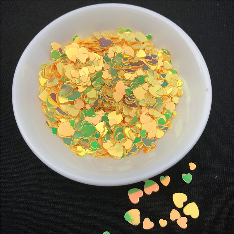 10g/pack Yellow Color Glitter Nail Sequins Paillettes Multi Size 3mm