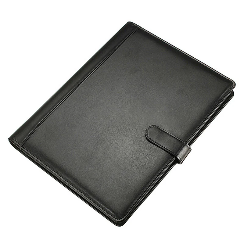 Кожаная папка А4 портфель папка для конференций черная сумка для хранения ручек канцелярских документов - Цвет: Black