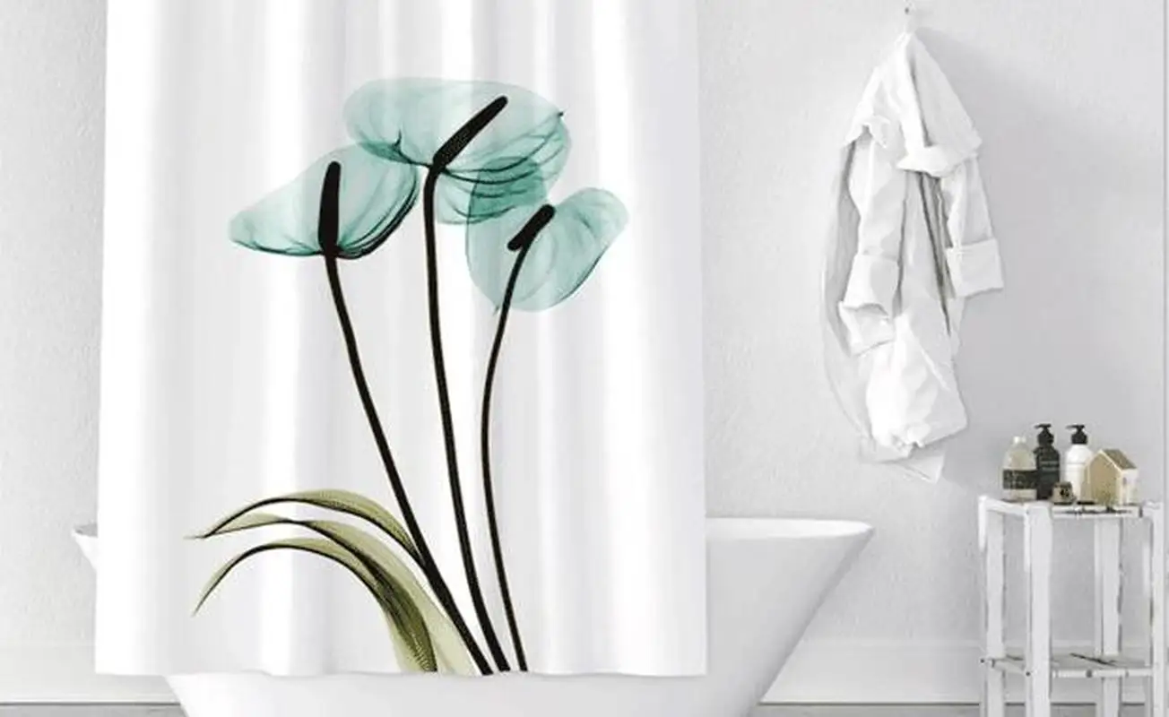Орхидея водонепроницаемый плесени полиэстер занавеска для душа Туалет перегородка занавеска с крючками для ванной комнаты