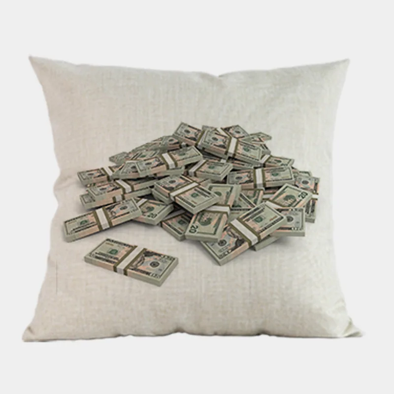 Доллар США Декоративные диванные подушки 18 дюймов квадратный льняной хлопок денежный принт Ofiice сиденье Чехлы для подушек домашний декор
