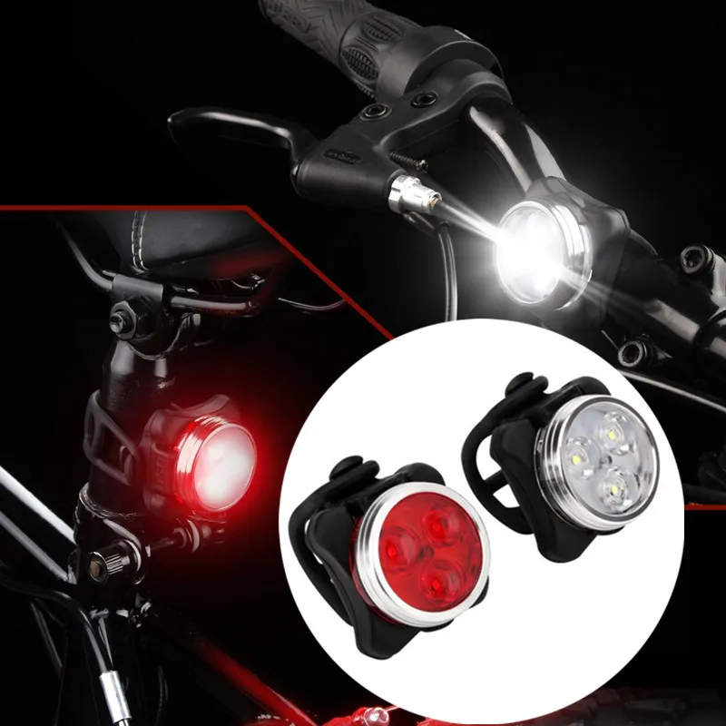 

2PCS USB Rechargeable 4 Modes Built-in Battery LED Bicycle Light Cycling Set Bright Front Headlight Rear Back Tail Lanterna