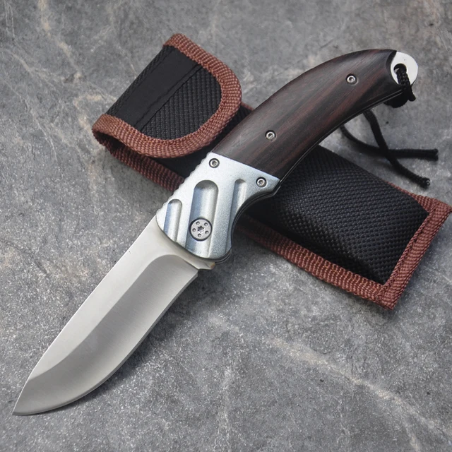 New Folding Knife 7Cr17Mov Blade Wood Handle 15cm Outdoor Survival Camping Mini Pocket Knife Wood Handle Fishing EDC knives 1