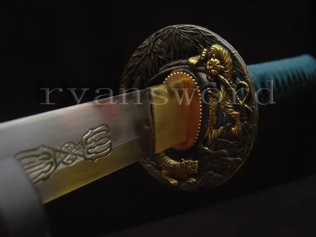Высококачественная сложенная сталь+ 1095 углеродистая сталь тигр японская Цуба Катана самурайский меч