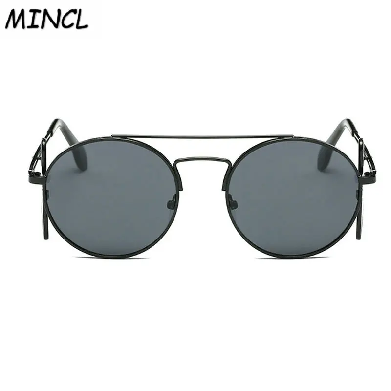 Vintage Metal Circle SteamPunk Style Polarized Sunglasses Leather Side Shield Brand Design Sun Glasses