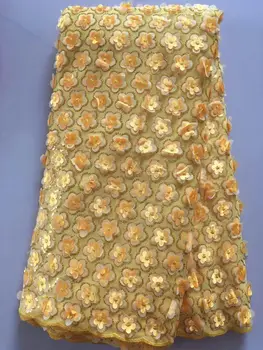 

High Quality Gold Lace Fabric, 3D Embroidery Lace Fabric For Nigeria Party, 2017 Bridal Net Lace MR579B-2