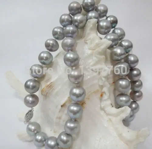 

Miss charm Jew.191 HUGE 18 11-12MM NATURAL SOUTH SEA GENUINE SILVER GRAY PERFECT PEARL NECKLACE AA (A0501)