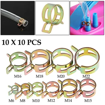

100pcs 6-22mm Fuel Spring Clip Line Hose Water Pipe Air Tube Clamp Fastener Automotive Cooling System 10 Size