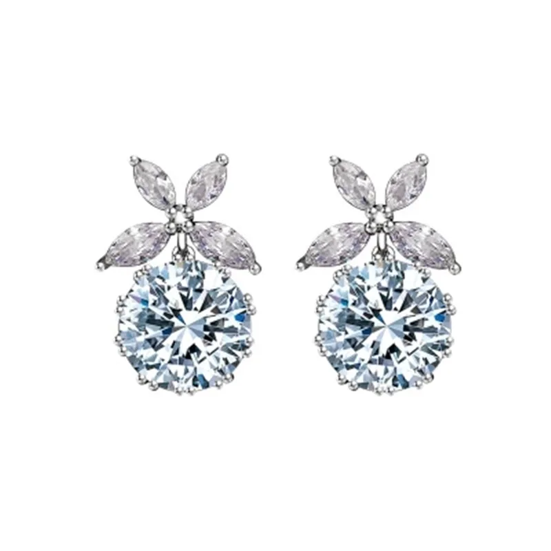 

925 sterling silver Stud earrings Temperament bowknot Set auger Women's fashion jewelry wholesale