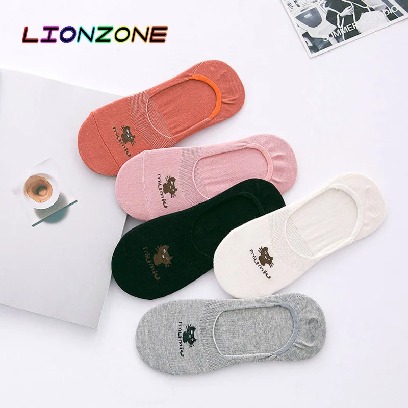 Lionzone 5 пар/лот Для женщин Cat животных носки тапочки Calcetines Mujer корабль лодка