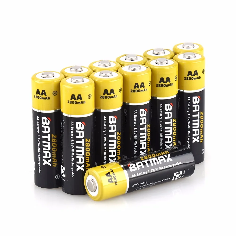 Набор аккумуляторных батарей AA 12 шт. 2800 мА/ч + 8 слотов для 1 2 В Ni MH AA/AAA|aa rechargeable