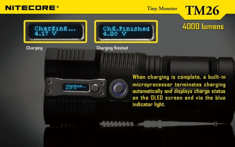 Цена по прейскуранту завода маленький монстр Nitecore TM26 4000 Lumnes портативный прожектор CREE XM-L2 U3 светодиодный фонарик с O светодиодный дисплей