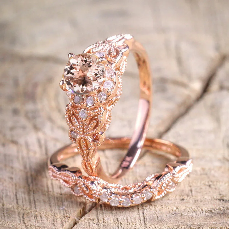 

New Hot 1Set Couple Crystal Finger Ring For Women Fashion Jewelry Wedding Bridal Engagement Wedding Ring Gifts