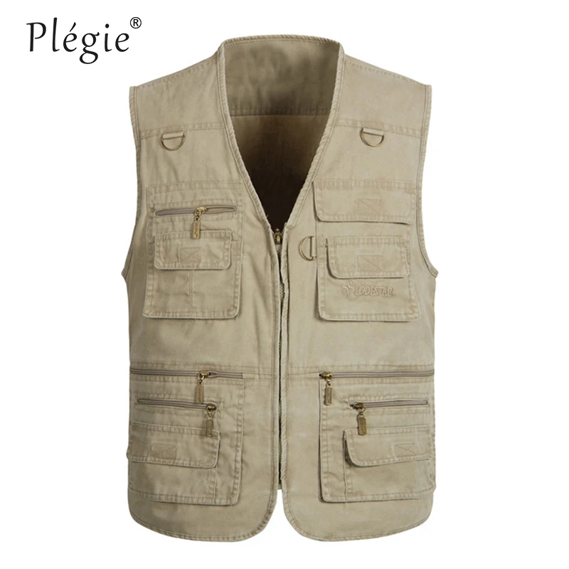

Plegie Large Size Mens Cotton Sleeveless Unloading Fashion Waistcoat With Many Pockets Male Military Vest Plus Size 7XL